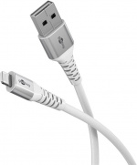 Goobay Lightning-USB-A supersoft textilkabel med metallkontakter, 1 m, vit MFi-certifierad, elegant och extra robust laddnings- och synkroniseringskabel för Apple iPhone/iPad (vit) Goobay Lightning-USB-A supersoft textilkabel med metallkontakter, 1 m, vit MFi-certifierad, elegant och extra robust laddnings- och synkroniseringskabel för Apple iPhone/iPad (vit)