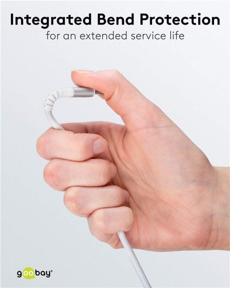 Goobay Lightning-USB-C™ supersoft textilkabel med metallkontakter, 0,5 m, vit MFi-certifierad, elegant och extra robust laddnings- och synkroniseringskabel för Apple iPhone/iPad (vit) Goobay Lightning-USB-C™ supersoft textilkabel med metallkontakter, 0,5 m, vit MFi-certifierad, elegant och extra robust laddnings- och synkroniseringskabel för Apple iPhone/iPad (vit)