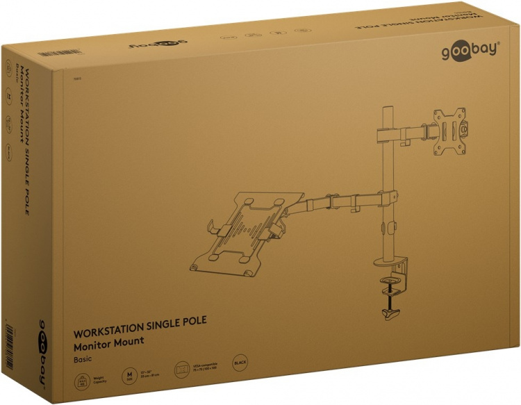 Goobay Skärmfäste med laptop-arm Flex, svart workstation för bildskärmar från 13 till 32 tum (33 - 81 cm) plus en bärbar dator, bildskärm max. 8 kg/bärbar dator 4,5 kg Goobay Skärmfäste med laptop-arm Flex, svart workstation för bildskärmar från 13 till 32 tum (33 - 81 cm) plus en bärbar dator, bildskärm max. 8 kg/bärbar dator 4,5 kg