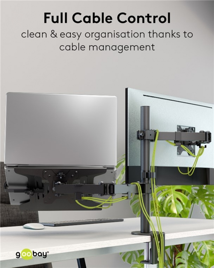 Goobay Skärmfäste med laptop-arm Flex, svart workstation för bildskärmar från 13 till 32 tum (33 - 81 cm) plus en bärbar dator, bildskärm max. 8 kg/bärbar dator 4,5 kg Goobay Skärmfäste med laptop-arm Flex, svart workstation för bildskärmar från 13 till 32 tum (33 - 81 cm) plus en bärbar dator, bildskärm max. 8 kg/bärbar dator 4,5 kg