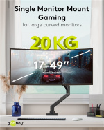 Goobay Single skärmfäste Gaming med gasfjäder, svart för XL-skärmar från 17 till 49 tum (43 - 124 cm), max. 20 kg, kraftigt fäste för tunga gaming och böjda skärmar, enkel snap-in-montering av armarna Goobay Single skärmfäste Gaming med gasfjäder, svart för XL-skärmar från 17 till 49 tum (43 - 124 cm), max. 20 kg, kraftigt fäste för tunga gaming och böjda skärmar, enkel snap-in-montering av armarna