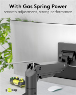 Goobay Single skärmfäste Gaming med gasfjäder, svart för XL-skärmar från 17 till 49 tum (43 - 124 cm), max. 20 kg, kraftigt fäste för tunga gaming och böjda skärmar, enkel snap-in-montering av armarna Goobay Single skärmfäste Gaming med gasfjäder, svart för XL-skärmar från 17 till 49 tum (43 - 124 cm), max. 20 kg, kraftigt fäste för tunga gaming och böjda skärmar, enkel snap-in-montering av armarna