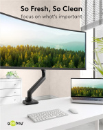 Goobay Single skärmfäste Gaming med gasfjäder, svart för XL-skärmar från 17 till 49 tum (43 - 124 cm), max. 20 kg, kraftigt fäste för tunga gaming och böjda skärmar, enkel snap-in-montering av armarna Goobay Single skärmfäste Gaming med gasfjäder, svart för XL-skärmar från 17 till 49 tum (43 - 124 cm), max. 20 kg, kraftigt fäste för tunga gaming och böjda skärmar, enkel snap-in-montering av armarna