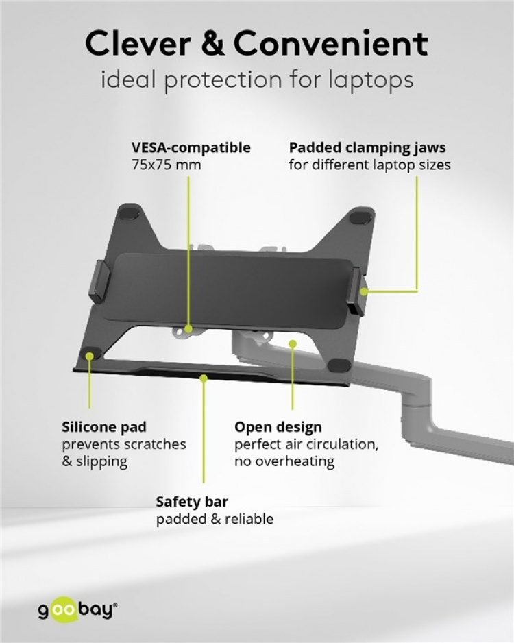 Goobay Deluxe skärmfäste med arm för laptop, svart workstation för bildskärmar från 17 till 32 tum (43 - 81 cm) plus en bärbar dator, bildskärm max. 8 kg/bärbar dator 5 kg Goobay Deluxe skärmfäste med arm för laptop, svart workstation för bildskärmar från 17 till 32 tum (43 - 81 cm) plus en bärbar dator, bildskärm max. 8 kg/bärbar dator 5 kg