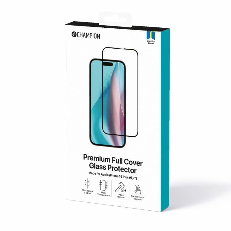 Champion Skärmskydd iPhone 16 Plus / 15 Plus Svart