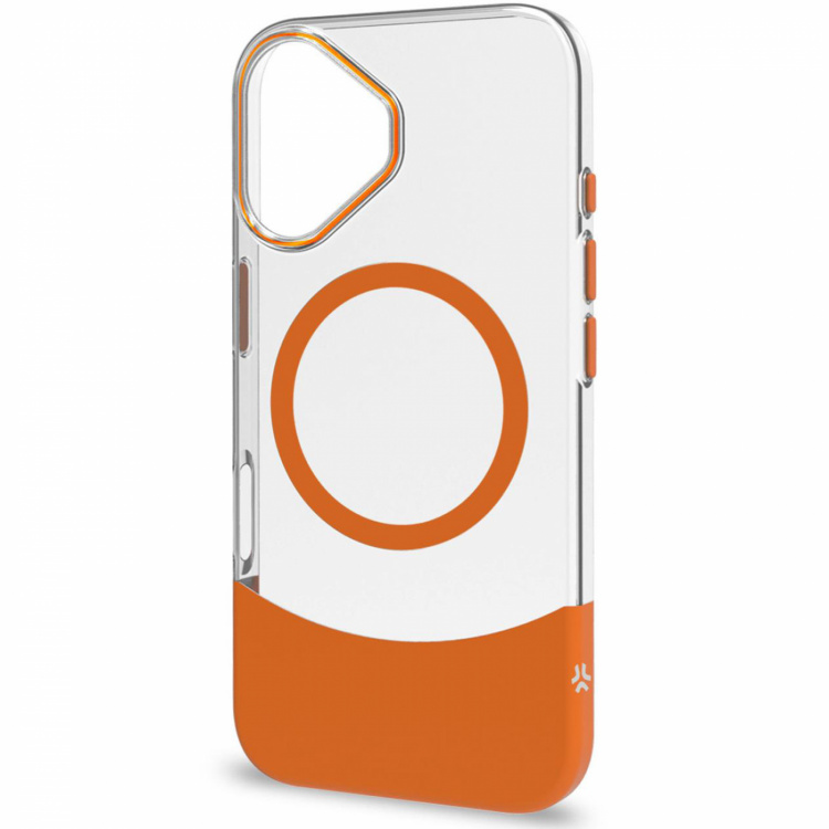Celly Magdual MagSafe-kompatibelt skal iPhone 16 Orange + Transparent