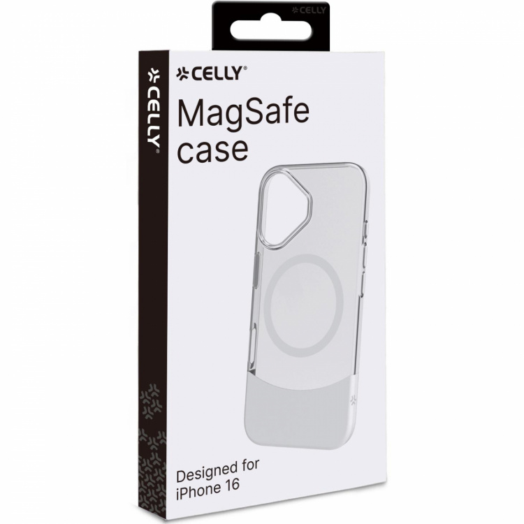 Celly Magdual MagSafe-kompatibelt skal iPhone 16 Vit + Transparent