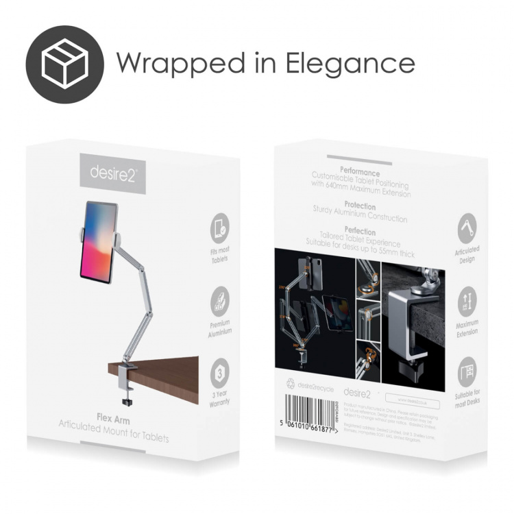 Desire2 Tabletholder Flex Arm Beslag til 12,9 Desire2 Tabletholder Flex Arm Beslag til 12,9