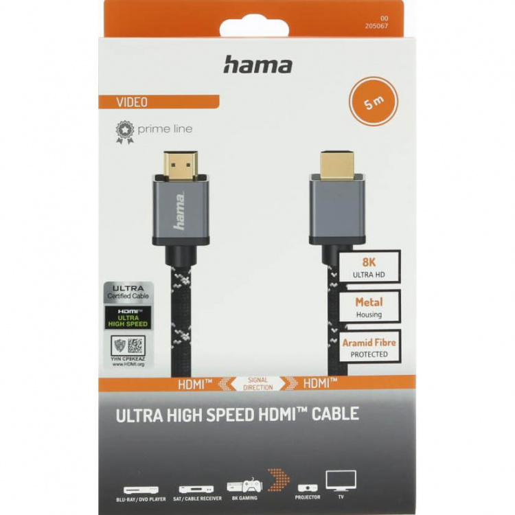 Hama Kabel HDMI Ultra High Speed 8K 48Gbit/s Metal Guld 5,0m