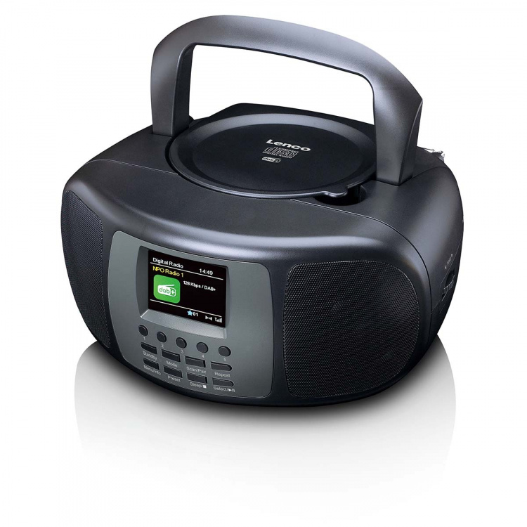 Lenco Bærbar DAB+/FM-radio med Bluetooth®-cd-afspiller og stort LCD-farvedisplay Sort