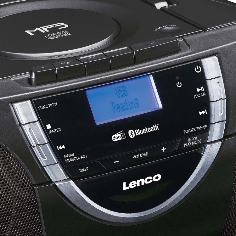 Lenco Bærbar DAB+- og FM-radio med cd-kassette og Bluetooth® Sort