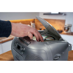 Lenco Bærbar FM-radio CD-kassetteafspiller Sølv