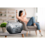 Lenco Bærbar FM-radio CD-kassetteafspiller Sølv