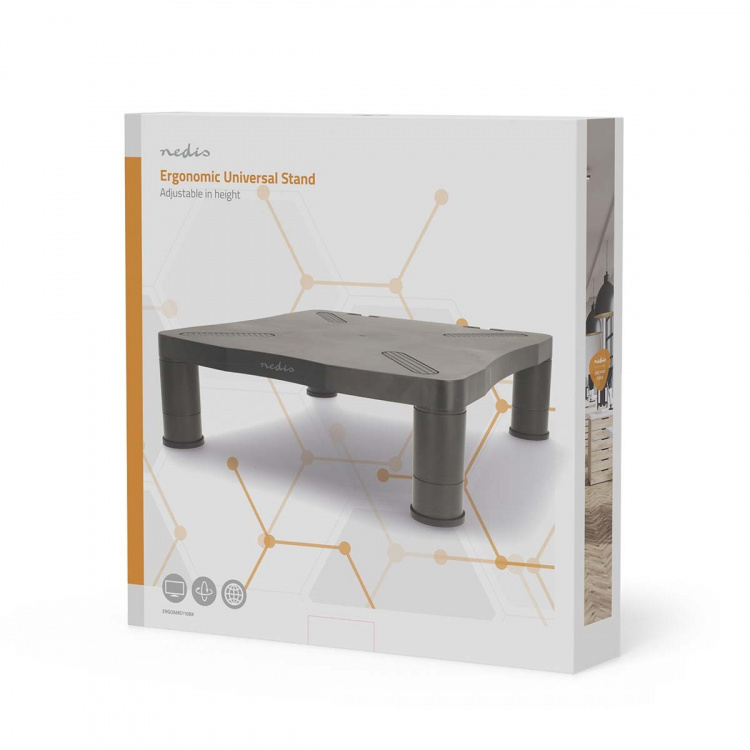 Nedis Monitor Stand | Ergonomisk: Yes | Maksimal bæreevne: 18 kg | Universal | Justérbar højde: Ja