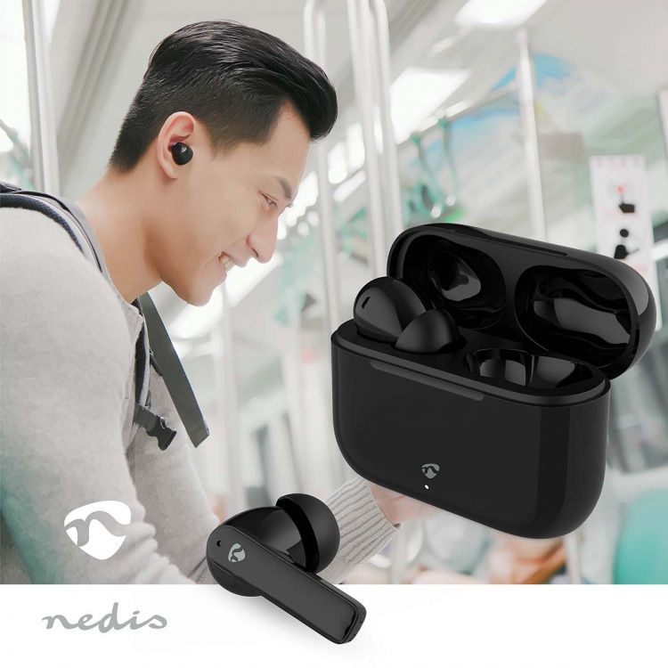 Nedis Fuldt Trådløse hovedtelefoner | ENC (Environmental Noise Cancelling) | Bluetooth® | Maksimal batteritid: 24 timer | Touch Control | Opladningsholder | Trådløs opladningsetui | Indbygget mikrofon | Understøtter stemmestyring | Støjreduktion | IPX4 |  Nedis Fuldt Trådløse hovedtelefoner | ENC (Environmental Noise Cancelling) | Bluetooth® | Maksimal batteritid: 24 timer | Touch Control | Opladningsholder | Trådløs opladningsetui | Indbygget mikrofon | Understøtter stemmestyring | Støjreduktion | IPX4 |