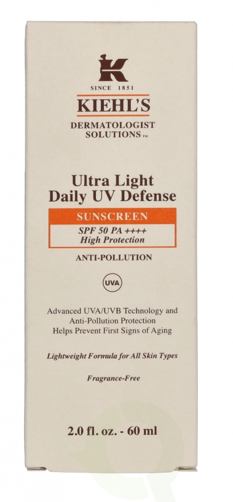 Kiehl\'s D.S. Ultra Light Daily UV Defense Sunscreen SPF50 60 ml Anti-Pollution For All Skin Types