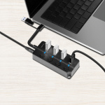 LogiLink USB-hub 4-port med separata På/Av-knappar USB-C/USB-A in USB 3.2 Gen1 LogiLink USB-hub 4-port med separata På/Av-knappar USB-C/USB-A in USB 3.2 Gen1