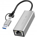 LogiLink USB-A/USB-C -> 2,5 Gigabit Nätverksadapter RJ45 LogiLink USB-A/USB-C -> 2,5 Gigabit Nätverksadapter RJ45