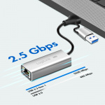 LogiLink USB-A/USB-C -> 2,5 Gigabit Nätverksadapter RJ45 LogiLink USB-A/USB-C -> 2,5 Gigabit Nätverksadapter RJ45