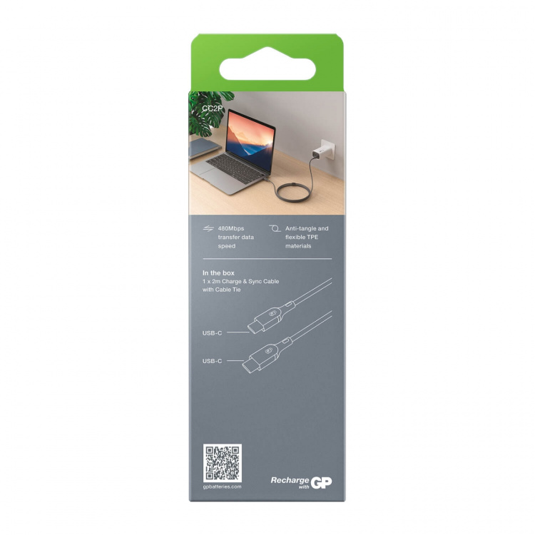 GP Kabel USB-C Til USB-C 100W CC2P 2m