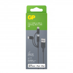 GP Kabel USB-A Til USB-C 3-I-1 Micro-USB + Lightning CY1N 1m GP Kabel USB-A Til USB-C 3-I-1 Micro-USB + Lightning CY1N 1m