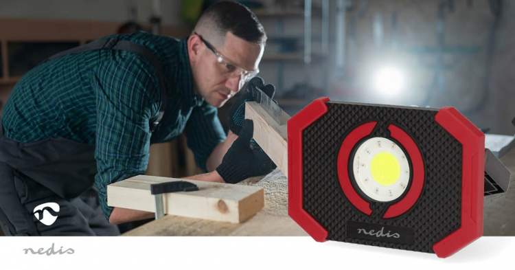 Nedis Arbejdslampe | 10 W | Batteri | 5 V DC | N/A | Opladningsbar | Lysvarighed: 10 h | 1000 lm | Lysområde: 30 m