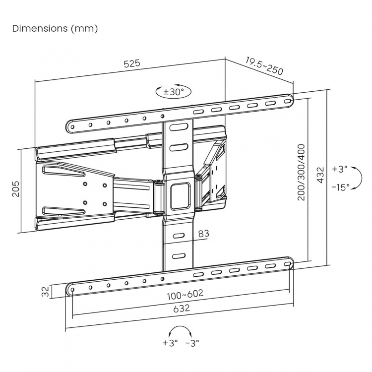 Nedis Fuld Motion TV Vægbeslag | 43 - 90  Nedis Fuld Motion TV Vægbeslag | 43 - 90