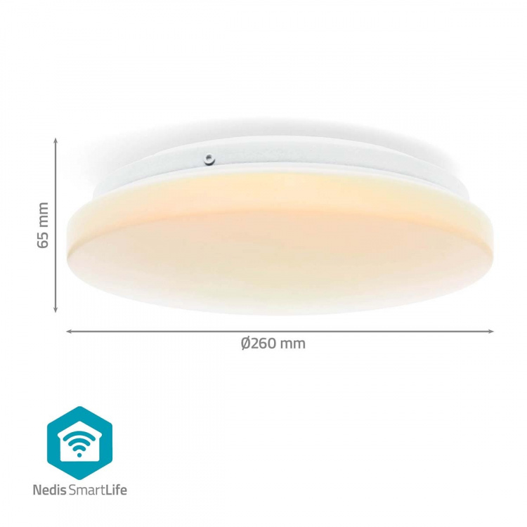 Nedis SmartLife Lofts lys | RGB / Varm til kølig hvid | Runde | Diameter: 260 mm | 1820 lm | 2700 - 6500 K | IP44 | Energiklasse: F | Android™ / IOS Nedis SmartLife Lofts lys | RGB / Varm til kølig hvid | Runde | Diameter: 260 mm | 1820 lm | 2700 - 6500 K | IP44 | Energiklasse: F | Android™ / IOS