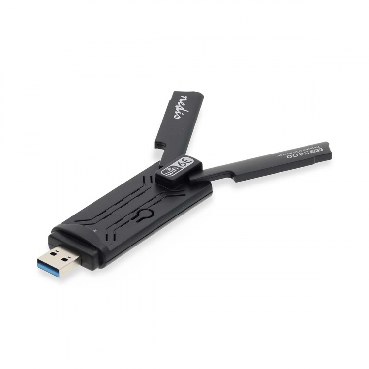 Nedis Netværk dongle | Wi-Fi | AX5400 | 2.4/5/6 GHz (Triple Band) | USB3.0 | Wi-Fi-hastighed total: 5400 Mbps | Windows 10 / Windows 11 Nedis Netværk dongle | Wi-Fi | AX5400 | 2.4/5/6 GHz (Triple Band) | USB3.0 | Wi-Fi-hastighed total: 5400 Mbps | Windows 10 / Windows 11