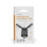 Nedis Netværk dongle | Wi-Fi | AX5400 | 2.4/5/6 GHz (Triple Band) | USB3.0 | Wi-Fi-hastighed total: 5400 Mbps | Windows 10 / Windows 11 Nedis Netværk dongle | Wi-Fi | AX5400 | 2.4/5/6 GHz (Triple Band) | USB3.0 | Wi-Fi-hastighed total: 5400 Mbps | Windows 10 / Windows 11