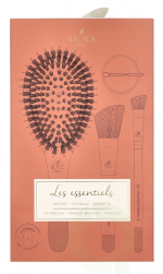 Bachca Paris The Essentials Hair Terracotta Set 5 piece 1x Large Boar & Nylon Hair Brush/1x Blush Brush/1x Contour Shader Brush/ 1x Round Clip/1x Cotton Pouch