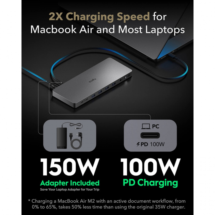 CUDY Dockingstation CS700 10Gbps USB-C Dual 4K 150W
