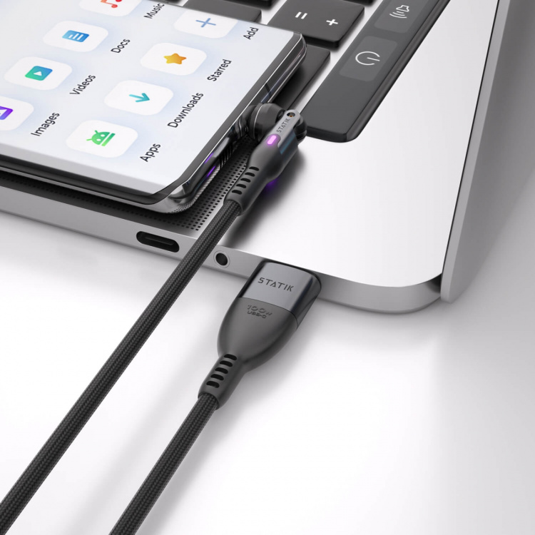 STATIK Kabel PowerPivot Pro Nylonflettet USB-C Til USB-C Sort 1m STATIK Kabel PowerPivot Pro Nylonflettet USB-C Til USB-C Sort 1m
