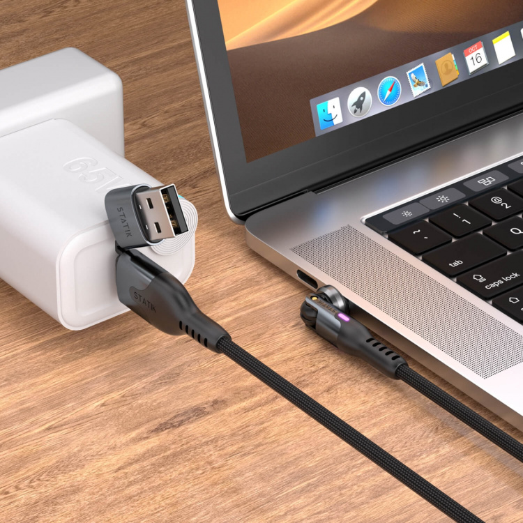 STATIK Kabel PowerPivot Pro Nylonflettet USB-C Til USB-C Sort 1m STATIK Kabel PowerPivot Pro Nylonflettet USB-C Til USB-C Sort 1m