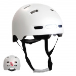 Crazy Safety Urban bicycle and skater helmet with front and rear lights - Matt White - M (54-57cm)