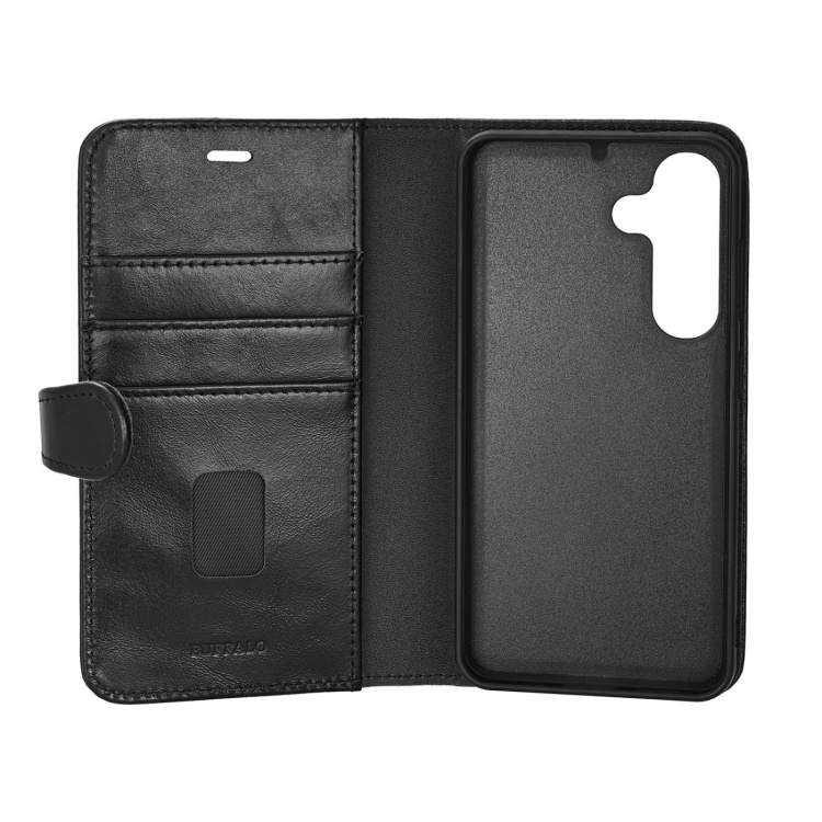 Buffalo Wallet 2i1 Samsung S25 5G Læder 3 Kort Sort Buffalo Wallet 2i1 Samsung S25 5G Læder 3 Kort Sort