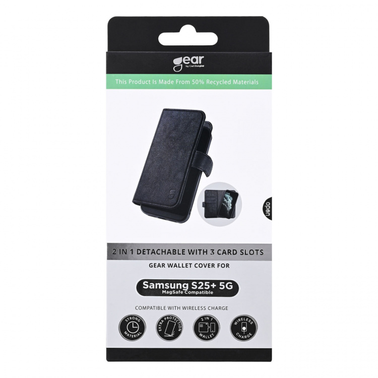 Gear Wallet 2i1 Samsung S25+ 5G 3 Kort Sort Gear Wallet 2i1 Samsung S25+ 5G 3 Kort Sort