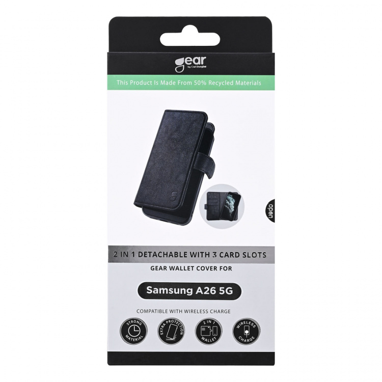 Gear Wallet 2i1 Samsung A26 5G 3 Kort Sort