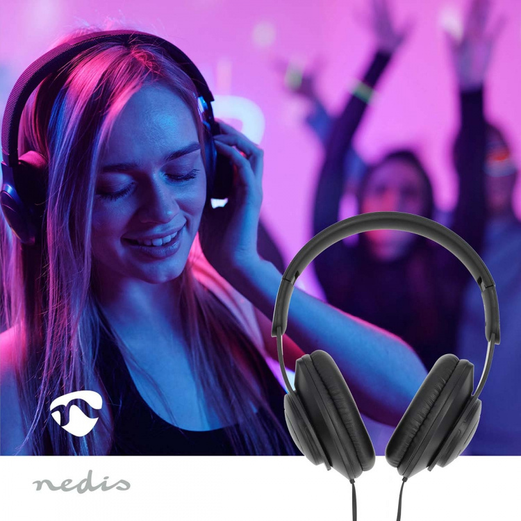Nedis Over-Ear Kablede Hovedtelefoner | USB-C™ | Kabellængde: 1.20 m | Volumenkontrol | Sort