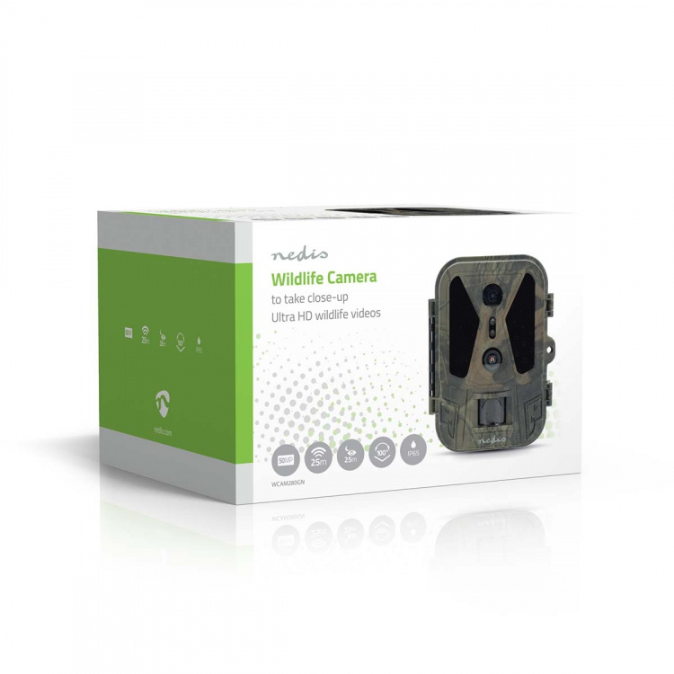 Nedis Vildtkamera | 4K@10fps | 50 MPixel | 8 MPixel CMOS | IP65 | Sort No-Glow IR | Nattesyn | Betragningsvinkel: 100 ° | Bevægelse Sensor | Detektionsvinkel: 120 ° | Detektionsområde: 25 m | Skærmstørrelse: 2.4  Nedis Vildtkamera | 4K@10fps | 50 MPixel | 8 MPixel CMOS | IP65 | Sort No-Glow IR | Nattesyn | Betragningsvinkel: 100 ° | Bevægelse Sensor | Detektionsvinkel: 120 ° | Detektionsområde: 25 m | Skærmstørrelse: 2.4