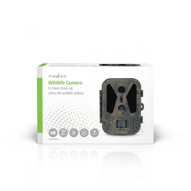 Nedis Vildtkamera | 4K@10fps | 50 MPixel | 8 MPixel CMOS | IP65 | Sort No-Glow IR | Nattesyn | Betragningsvinkel: 100 ° | Bevægelse Sensor | Detektionsvinkel: 120 ° | Detektionsområde: 25 m | Skærmstørrelse: 2.4  Nedis Vildtkamera | 4K@10fps | 50 MPixel | 8 MPixel CMOS | IP65 | Sort No-Glow IR | Nattesyn | Betragningsvinkel: 100 ° | Bevægelse Sensor | Detektionsvinkel: 120 ° | Detektionsområde: 25 m | Skærmstørrelse: 2.4