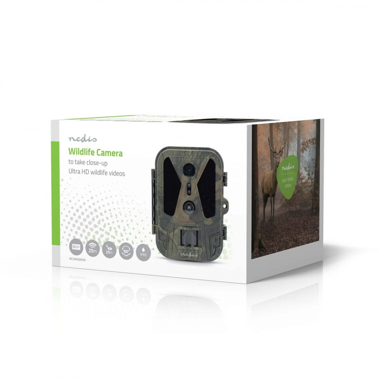 Nedis Vildtkamera | 4K@10fps | 50 MPixel | 8 MPixel CMOS | IP65 | Sort No-Glow IR | Nattesyn | Betragningsvinkel: 100 ° | Bevægelse Sensor | Detektionsvinkel: 120 ° | Detektionsområde: 25 m | Skærmstørrelse: 2.4  Nedis Vildtkamera | 4K@10fps | 50 MPixel | 8 MPixel CMOS | IP65 | Sort No-Glow IR | Nattesyn | Betragningsvinkel: 100 ° | Bevægelse Sensor | Detektionsvinkel: 120 ° | Detektionsområde: 25 m | Skærmstørrelse: 2.4