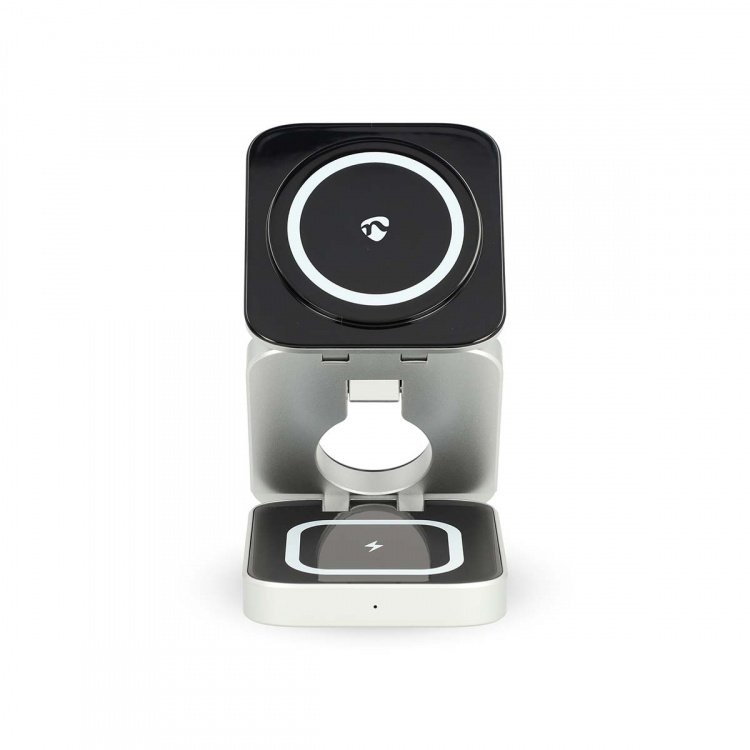 Nedis Trådløs oplader | 3-in-1 | 2.5 / 5 / 15 W | LED-indikator i brug | Inkluderet kabel | USB-A / USB-C™ | 1.50 m