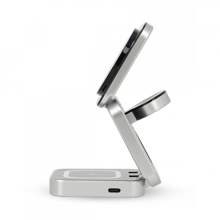 Nedis Trådløs oplader | 3-in-1 | 2.5 / 5 / 15 W | LED-indikator i brug | Inkluderet kabel | USB-A / USB-C™ | 1.50 m