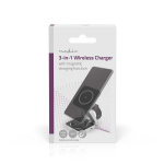 Nedis Trådløs oplader | 3-in-1 | 2.5 / 5 / 15 W | LED-indikator i brug | Inkluderet kabel | USB-A / USB-C™ | 1.50 m