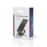 Nedis Trådløs oplader | 3-in-1 | 2.5 / 5 / 15 W | LED-indikator i brug | Inkluderet kabel | USB-A / USB-C™ | 1.50 m