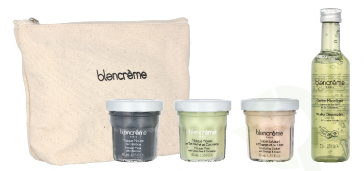 Blancreme Purifying Facial Ritual Set 195 ml Micellar Cleansing Gel 75ml/Exfoliating Sorbet 40ml/2x Foaming Face Mask 40ml