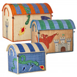 RICE Raffia-legetøjskurve med dragetema - sæt med 3