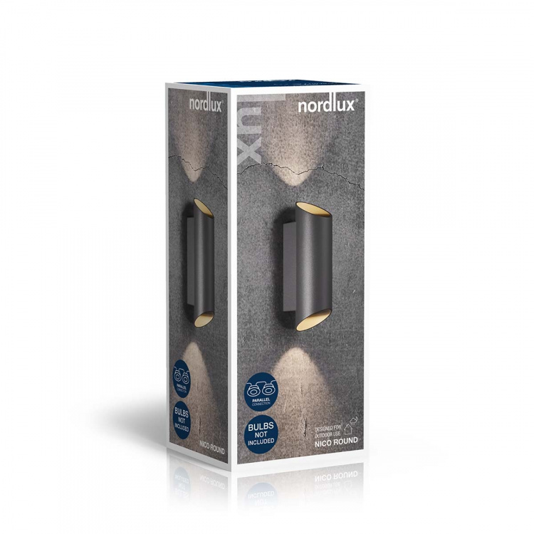 Nordlux Nico Round 22 Væglampe Sort