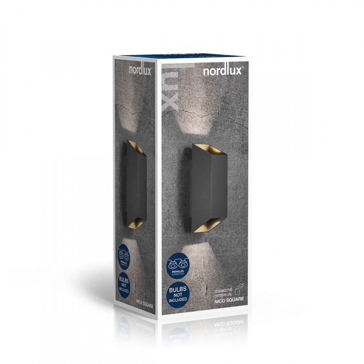 Nordlux Nico Square 22 Væglampe Sort